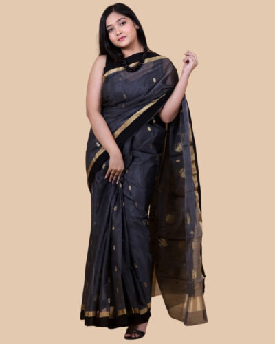 Shoulder Elegance Cotton Silk Saree with 2 Nalli Weave & Gulab Boota Motifs