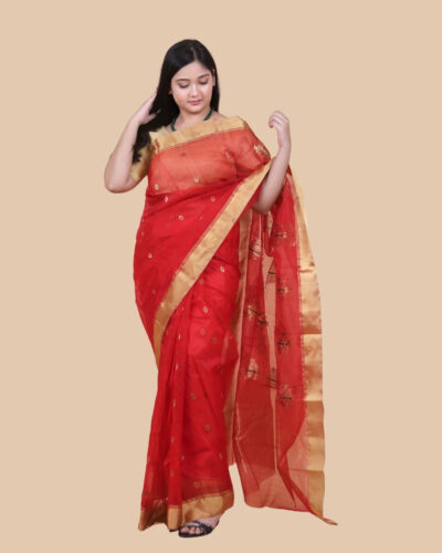 Jhaar Pallu Glory: Pure Katan Silk Saree—Handcrafted in Seven Days with Two Boat Shuttle Technique