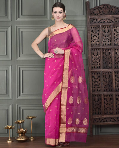 Grace of Jhaar Pallu: A Pure Katan Silk Saree, Crafted by Hand in Seven Days with a Two Boat Shuttle Weave Grace of Jhaar Pallu: A Pure Katan Silk Saree, Crafted by Hand in Seven Days with a Two Boat Shuttle Weave