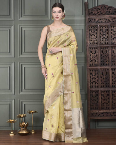 Heritage Handloom Chanderi Silk Saree with Graceful Bail Design