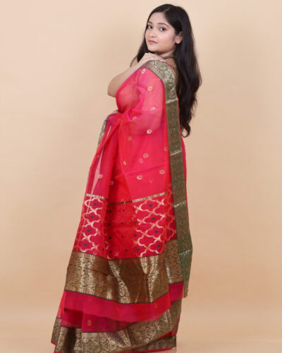 Adda Allure: Pure Katan Silk Saree with Meenakari Booti Adda Allure: Pure Katan Silk Saree with Meenakari Booti