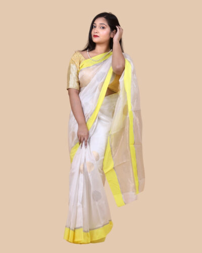 Timeless Cotton Silk Saree with Intricate 2 Nalli Weave & Gulab Boota Patterns