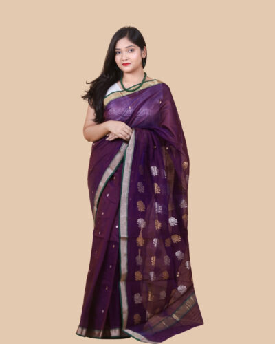 Premium Cotton Silk Saree with Intricate 2 Nalli Weave and Gulab Boota Work