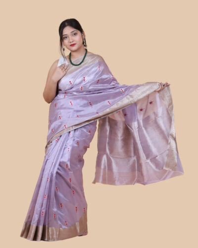 Handloom Chanderi Silk Saree with Timeless Bail Motif Elegance