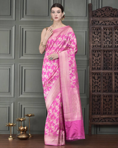 Banarasi Katan silk saree adorned with the classic Katwarjaal weave