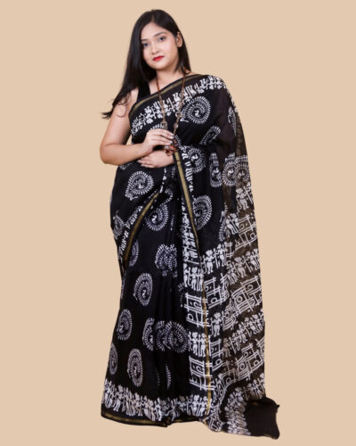 A timeless drape celebrating the rhythm of tribal art and heritage storytelling A timeless drape celebrating the rhythm of tribal art and heritage storytelling
