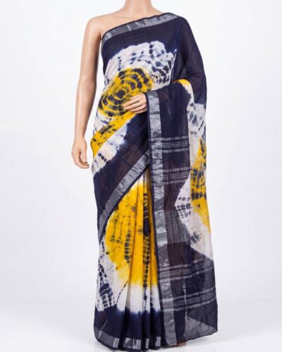 Charcoal Grey Cotton Linen Hand Block Printed Saree Charcoal Grey Cotton Linen Hand Block Printed Saree