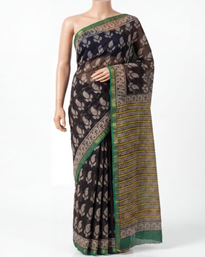 Off-White Kota Cotton Handblock Print Saree